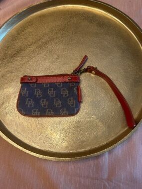 Dooney & Bourke Vintage Y2K Red blue denim zip pouch wristlet EUC